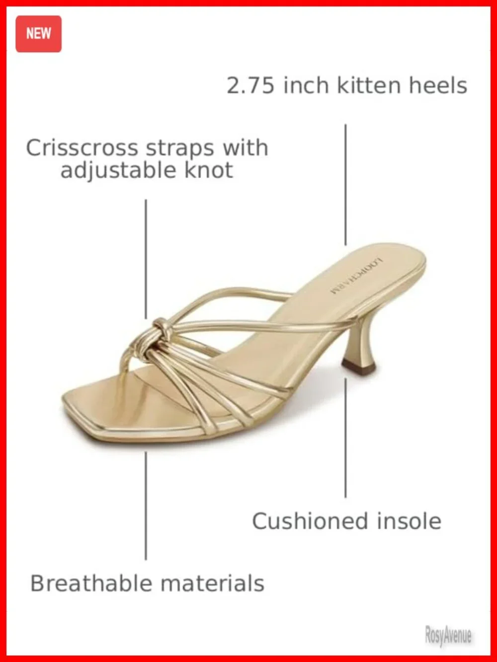 Women's Strappy Kitten Heel Knotted Square Open Toe Mule Sandals